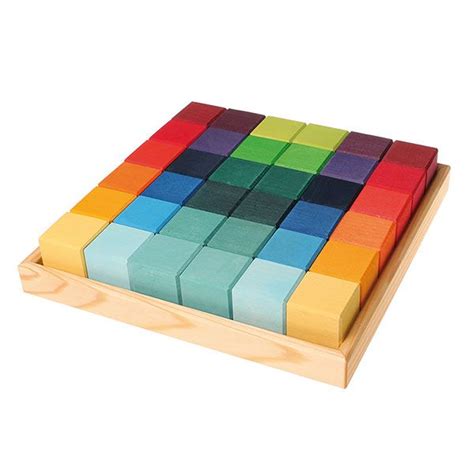 Grimms Wooden Toys 36 Wooden Building Cubes Wooden Cubes Rainbow