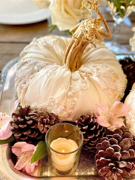 Fall Wedding Centerpiece White Wedding Pumpkins Embellished Etsy In Fall Wedding