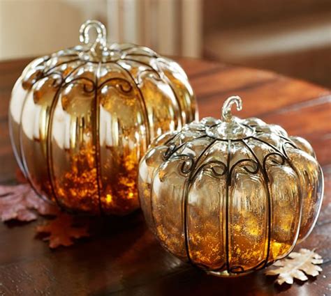 Mercury Glass And Wire Pumpkins Pottery Barn