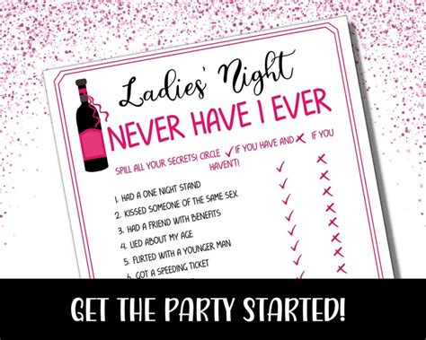 Ladies Night Never Have I Ever Fun Party Games Girl Night Etsy