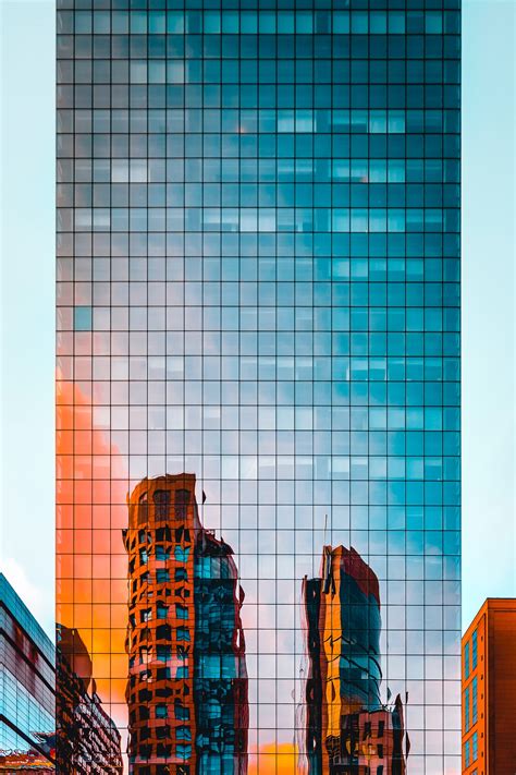 Building Architecture Reflection Urban Sunset City Vertical