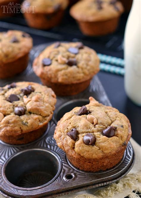 Peanut Butter Banana Chocolate Chip Muffins Mom On Timeout