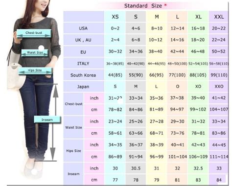 Us Size Chart Womens Pants