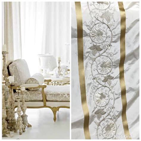 Sale Designer 100 Silk Taffeta Interior Design Fabric Embroidery