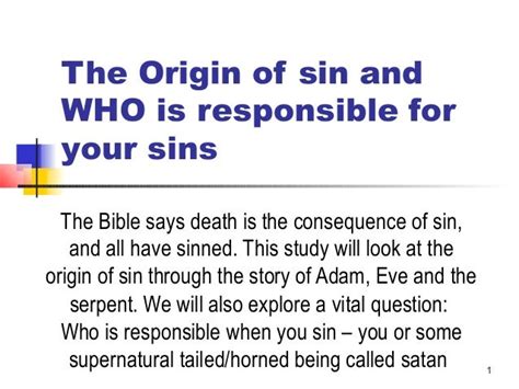 The Origin Of Sin And Who Is Responsible For Your Sins