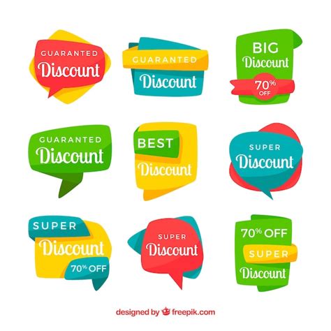 Free Vector Colorful Discount Sticker Pack