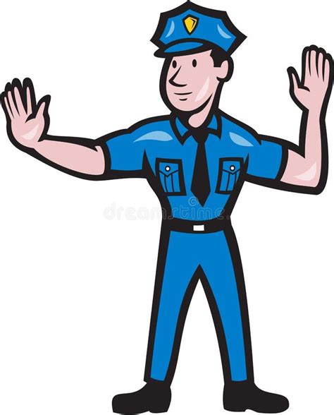 Traffic Policeman Stop Hand Signal Cartoon Stock Illustration Image