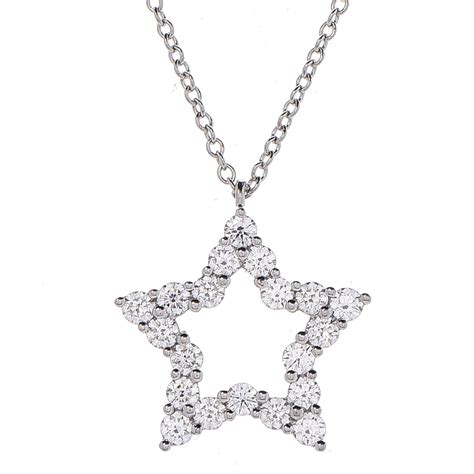 Tiffany And Co Platinum Diamond Star Pendant Necklace 277241