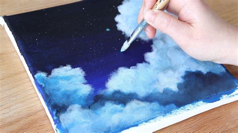 How To Paint Night Sky Clouds Acrylic Painting Tutorial Youtube My