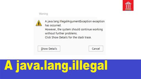 A Java Lang Illegalargumentexception Exception Has Occurred Youtube