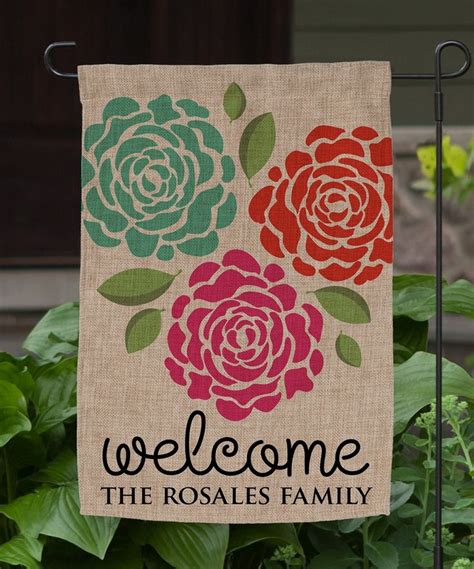 Take A Look At This Pretty Flowers Personalized Burlap Outdoor Flag