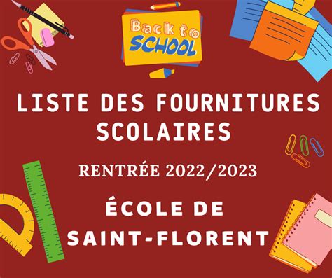 Liste Des Fournitures Scolaires Pour La Rentrée 20222023 Mairie De