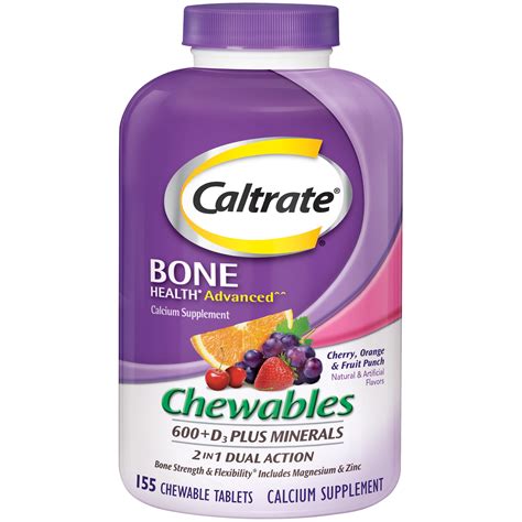 Caltrate Chewables Calcium Vitamin D Supplement 155 Count