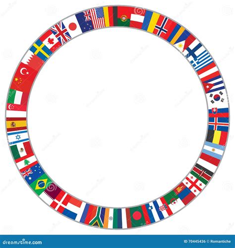 World Flags Set Round Icons With Shadow Isolated Vector Illustration