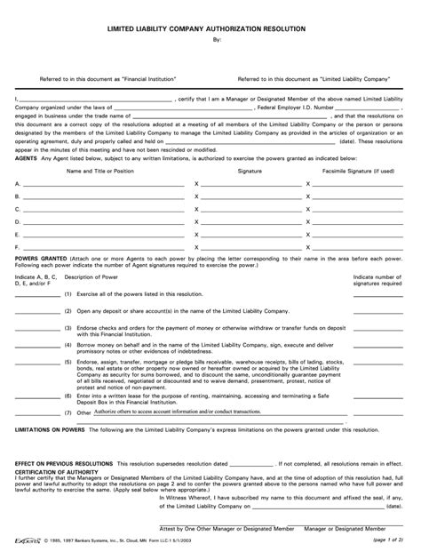 Llc Resolution Form Pdf Fill Out And Sign Printable Pdf Template