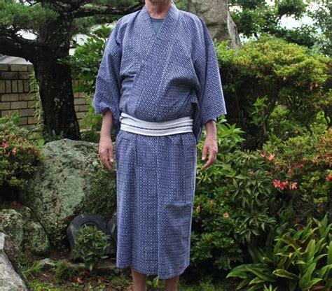 Mens Yukata And Obi Set Vintage Japanese Cotton Yukata W Etsy