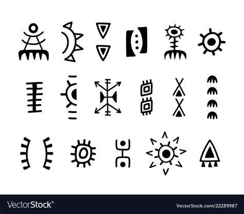 Hand Drawn Aztec Symbols Royalty Free Vector Image