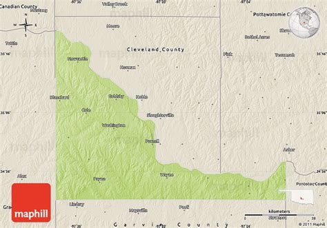 Physical Map Of Mcclain County Shaded Relief Outside