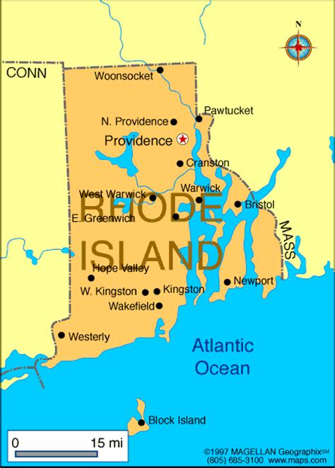 Rhode Island Villes Carte