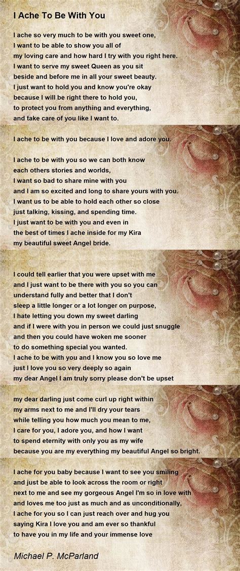 I Ache To Be With You By Michael P Mcparland I Ache To Be With You Poem