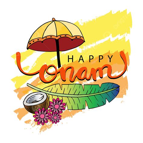 Onam Festival Clipart Transparent Background Happy Onam Festival With Umbrella And Onam