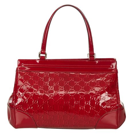 Gucci Red Patent Leather Gg Handbag At 1stdibs