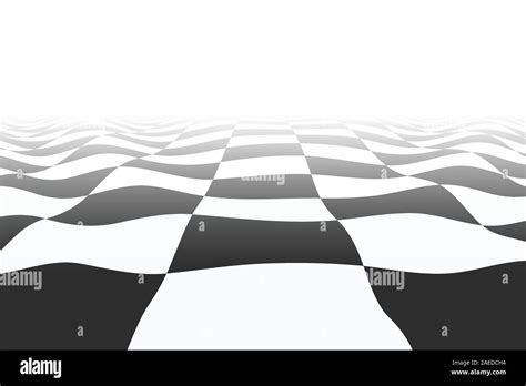Background With Wavy Distorted Checkered Surface In Perspective View