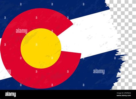 Horizontal Abstract Grunge Brushed Flag Of Colorado On Transparent Grid