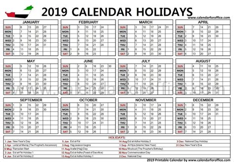 2019 Calendar United Arab Emirates Holidays 2019 Calendar Holidays