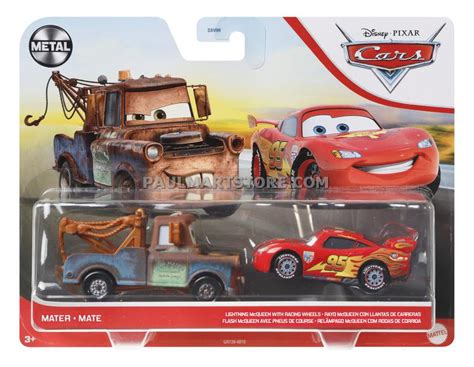 Disney Cars Diecast 2 Pack Mater Lightning Mcqueen Racing Wheels