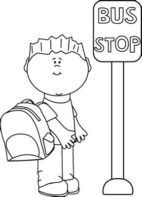 Black and White Child Waiting at Bus Stop | Clip art, Clip art black and white, Black and white ...