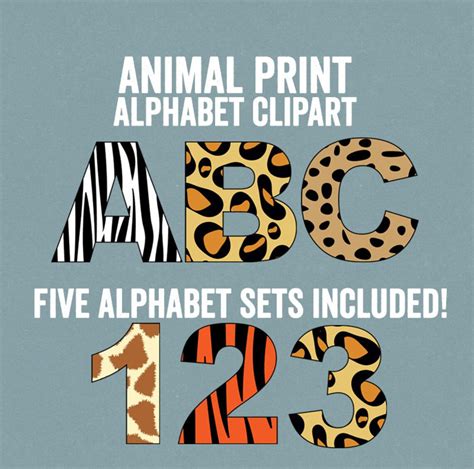 Animal Print Alphabet Clipart Leopard Print Letters Abc Etsy Uk
