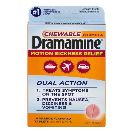 Dramamine is a brand name for the medication dimenhydrinate. Dramamine Chewable Formula Motion Sickness Relief, Orange ...