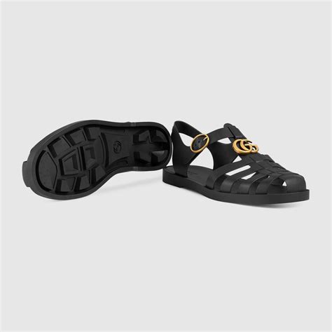Black Rubber Buckle Strap Sandal Gucci® Nl