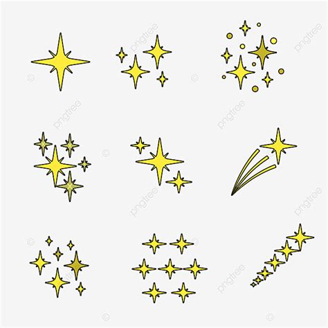 Edge Line Png Image Glitter Star With Black Edge Line Glitter Spark