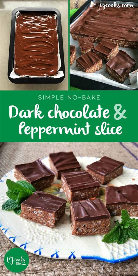 Delicious No Bake Dark Chocolate Peppermint Slice Easy Recipe From Vj