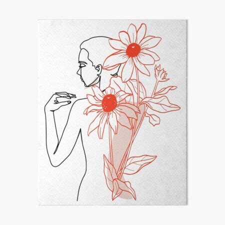 Female Nude Flower Line Art Art Board Print By Urban13 Redbubble