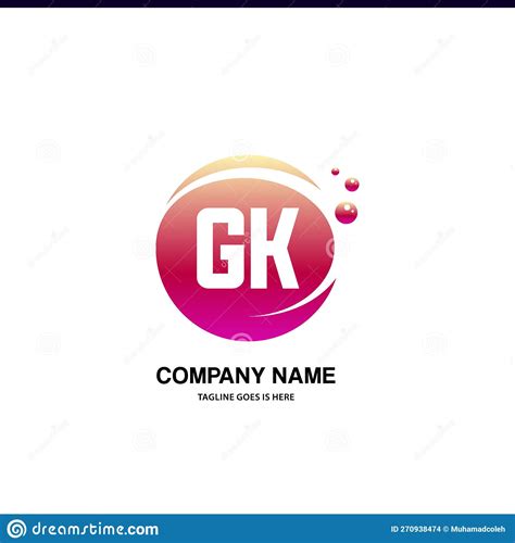 Gk Initial Logo With Colorful Circle Template Vector Stock Illustration