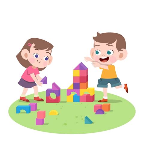 Premium Vector Kids Playing Together Vector Illustration