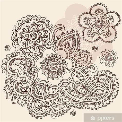 Autocolante Pixerstick Henna Mehndi Paisley Doodle Vector Design
