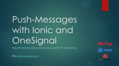 Push Messages With Ionic And Onesignal Philipp Höhne