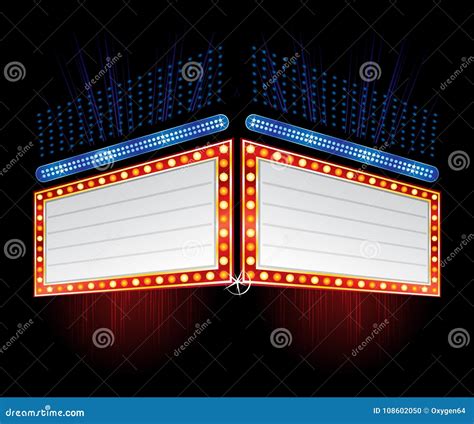 Double Side Bright Neon Sign Stock Vector Illustration Of Film Entry