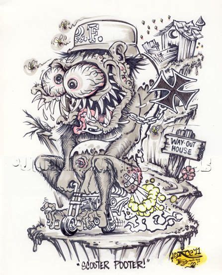 Johnny Ace Original Art Rat Fink Monster Ed Big Daddy Roth Mini Bike