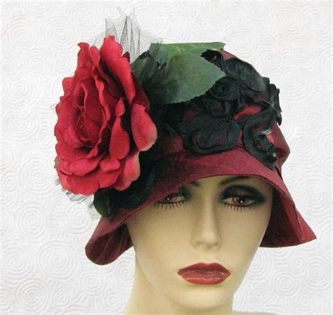 Hand Made Gala Event Roaring 20s Red Silk Cloche Hat By Gails Custom