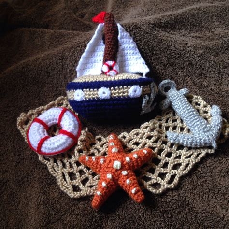 Crochet Nautical Toy And Rattle Set Nautical Crochet