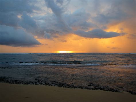 Sunset Over The Ocean Seascape In Hawaii Image Free Stock Photo