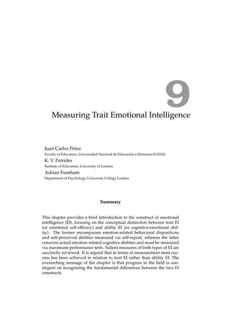 Pdf Measuring Trait Emotional Intelligence