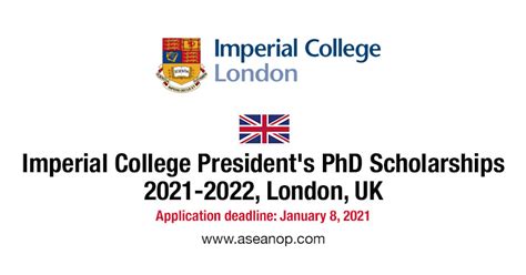 Imperial College London Presidents Phd Scholarships 2021 2022 Uk Asean Scholarships