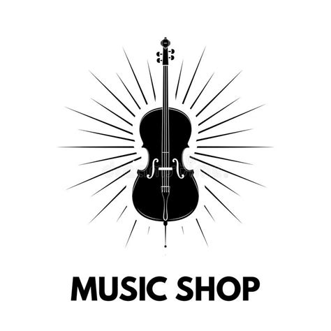 Icono Del Violín Etiqueta Del Logotipo De La Tienda De La Música