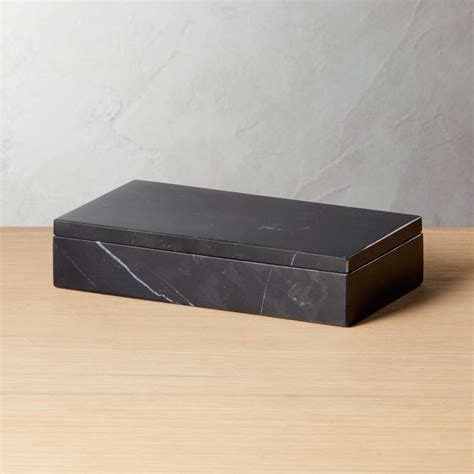 Medium Black Marble Box Reviews Cb2 In 2021 Marble Box Black